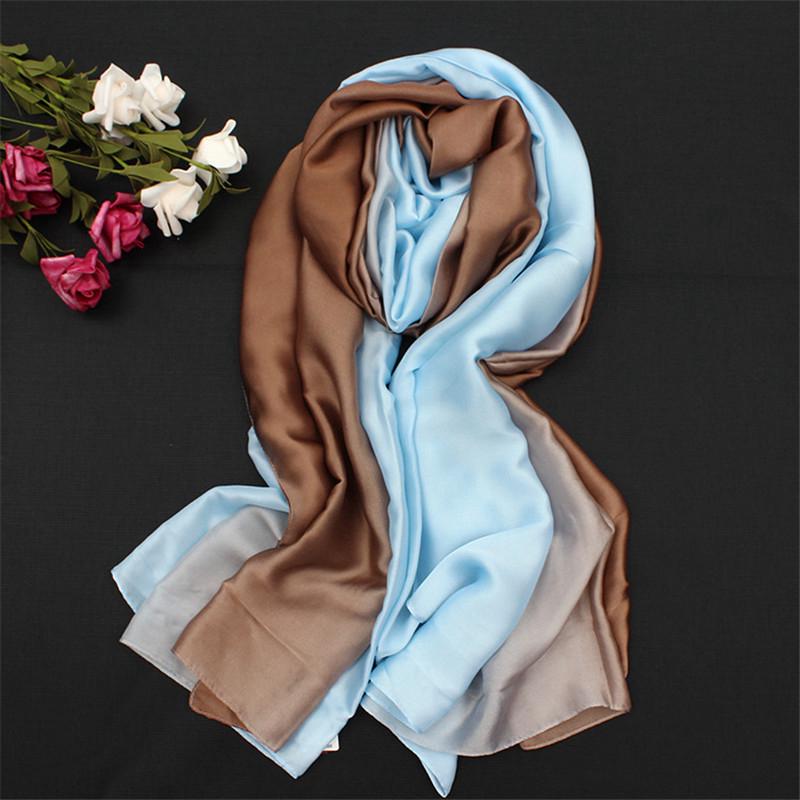 LaMaxPa 2019 New Soft Women Gradient Silk Scarf Autumn Winter Long Bandana Shawls and Wraps Female Hijab Luxury Echarpe Pashmina