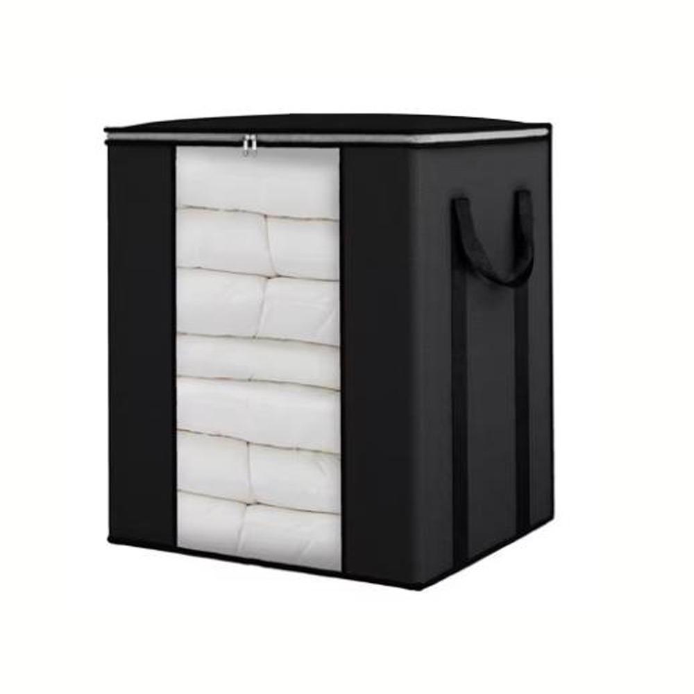 

Breathable Blanket Storage Bags Extra Large Pillow Comforter Storage Bag Bedding чорний