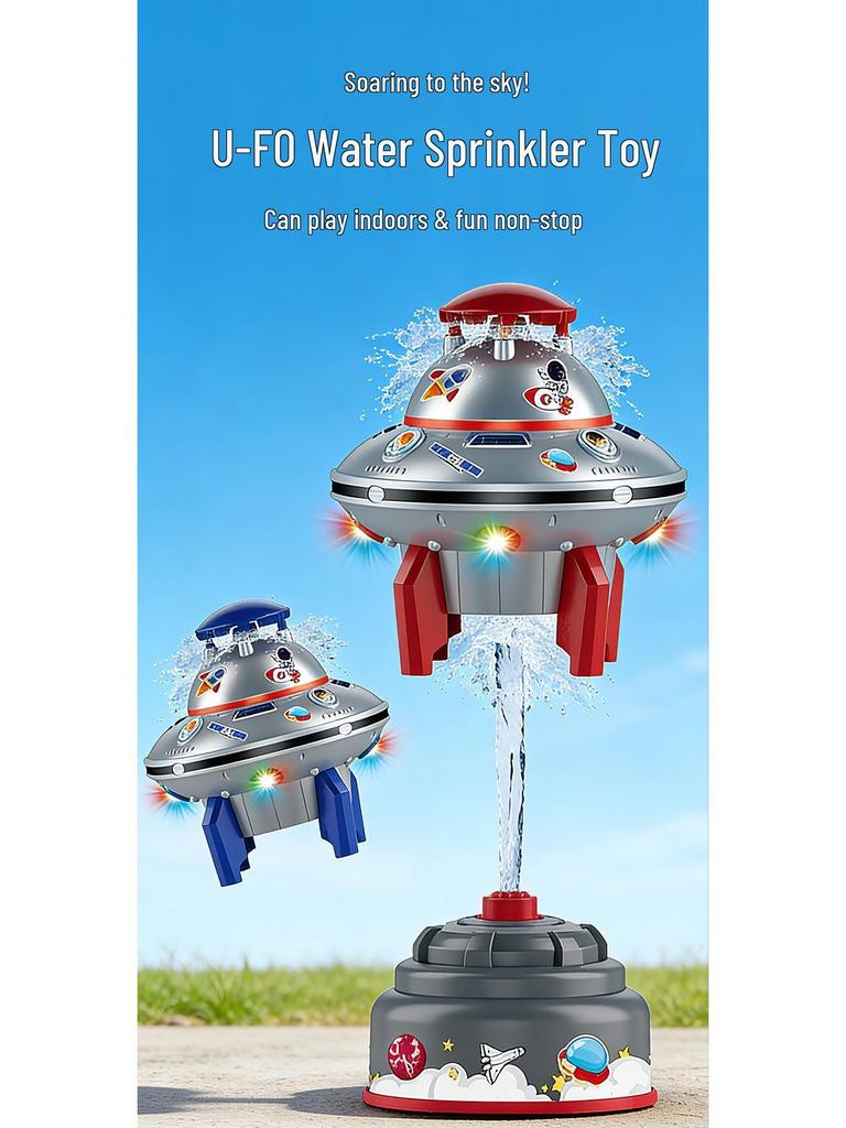 360° Rotating UFO Sprinkler: Luminous Foot-Powered Outdoor Water Toy for Kids