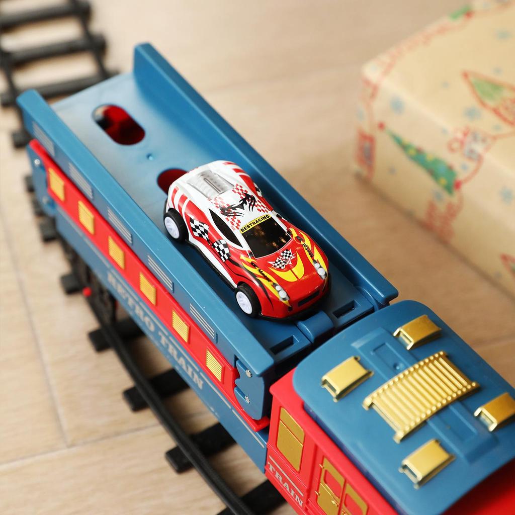 Children's Christmas Electric Train Set with Ornament Track and Tree Decoration