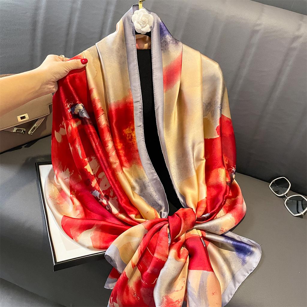 180*90cm Luxury Brand Women Scarf Summer Silk Shawl Lady Wrap Soft Female Echarpe Designer Beach Stole Bandanna foulard muffler