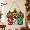 Joy Candy Jar Wall Art Christmas Door Sign, Gingerbread Wooden Hanging Wreath, Mason Decorative Wood Board for Windows Welcome Sign Front Door, Wall,