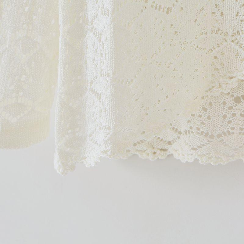 Summer Women's Cut-out Knit Sweater Thin Short Three-quarter Sleeve Sunscreen Cardigan