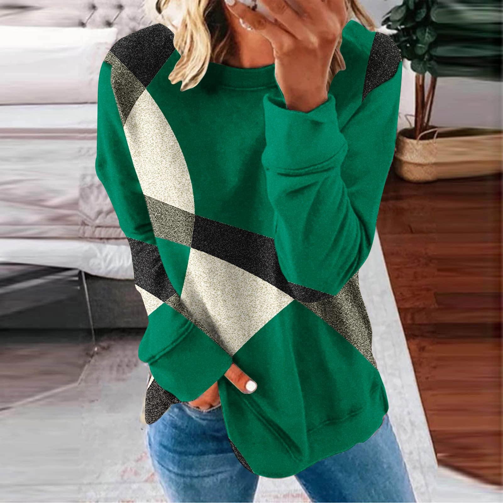 

Ladies Casual Fashion Print Long Sleeve Round Neck Pullover T-Shirt Top XXL
