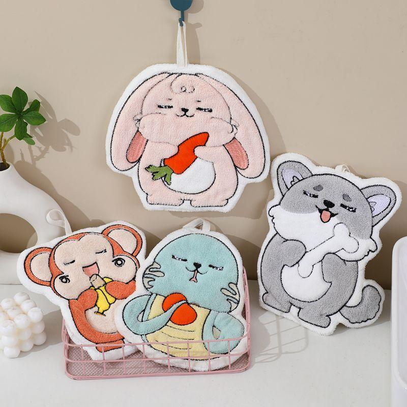 Cartoon embroidery hand towel hanging style hand towel hanging style cute living room bedroom ins home use