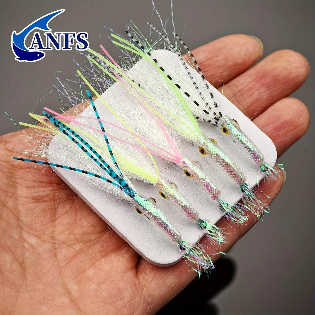 Slow Sinking 5pcs Fluorescent Brass Fly Fishing Lures with Rayon- Nymph, Scud, Bug Baits for Trout, Panfish & Ice Fishing