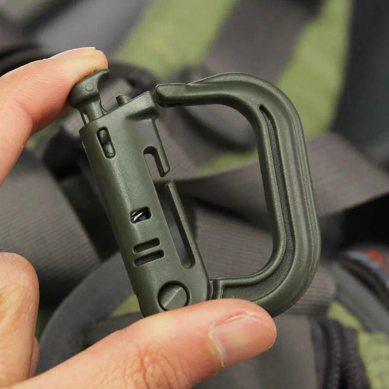 Outdoor GRIMLOC Molle Carabiner D Locking Ring Plastic Clip Snap Type Ring Buckle Carabiner Keychain ITW Fastener Bag Buckle
