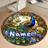 Jeweled Peacock Art Deco Frame With Personalized Name Office Carpet Nonslip Carpet Office Chair Mat Design For Home Bedroom Gift Living Roomt35