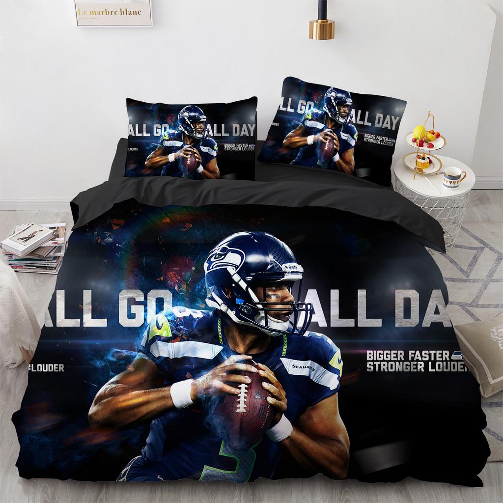 3D Print Rugby Sports Duvet Cover Set, American Football Bedding Set Queen Fashion 3pcs Comforter Microfiber Quilt Cover Double