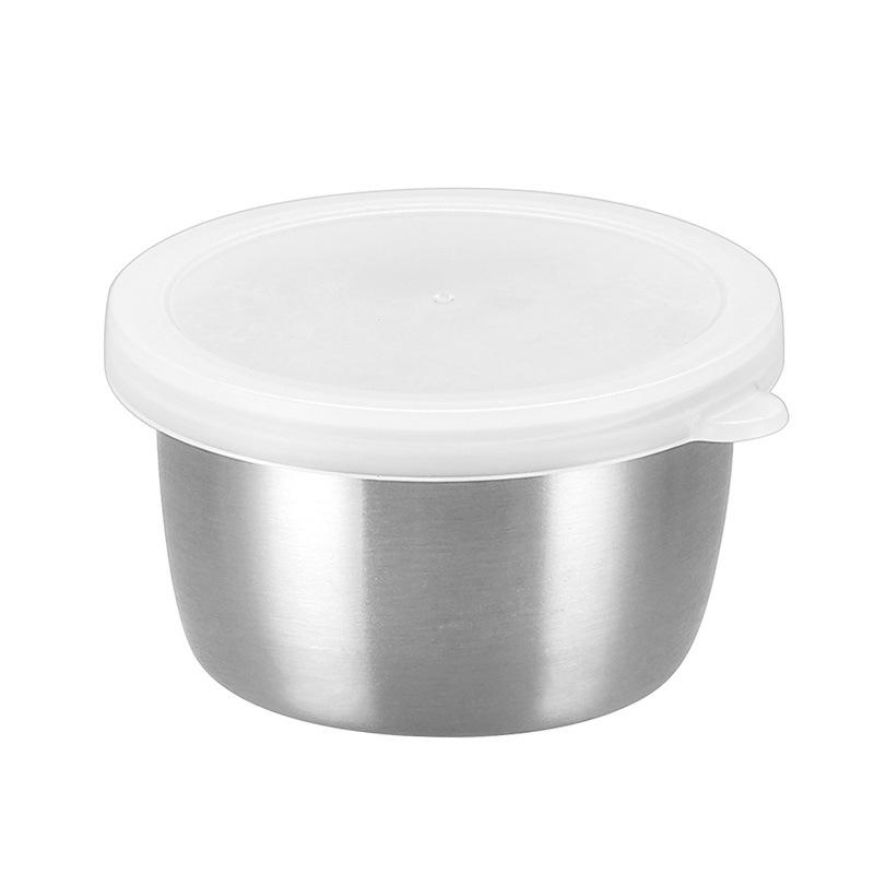 304 Stainless Steel 40ml Condiment Dish with Plastic Lid, Leak-proof Sauce Cup, Simple Ins Style Dipping Dish