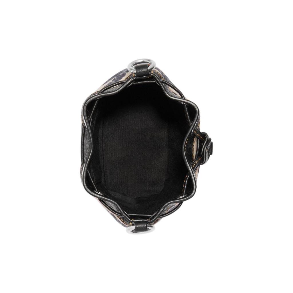 New COACH Dempsey Leather Bucket Bag, Shoulder Bag, Handbag Mini Women's Milk Tea & Black CJ719-SVVRW