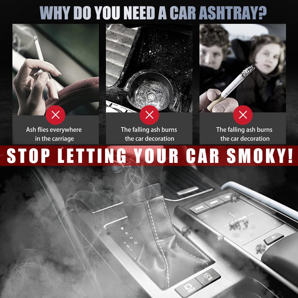 Car Ashtray with LED Light Portable Car Ash Holder Large Capacity Sealed Car Cigarette Ashtray Container Easy To Clean Universal