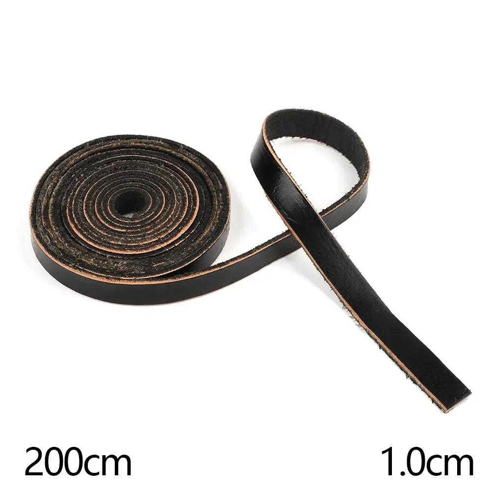 Universal 2Meters Single Sided Flat Cord Genuine Cow Leather Straps Strips DIY Clothing Making Bag Handles Belt Crafts Accessory