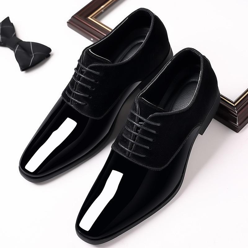 Men's Patent Leather Shiny Pointed Toe Formal Business Shoes - Large Size, All-Match, British Style