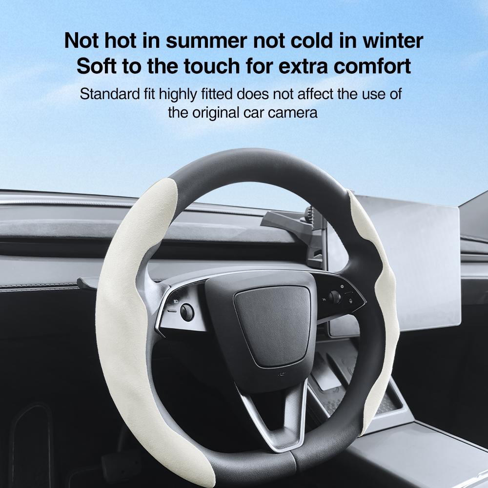 Heenvn Car Steering Wheel Cover For Tesla Model Y Juniper Model 3 Highland 2025 2026 Non-Slip Interior Protector Accessories