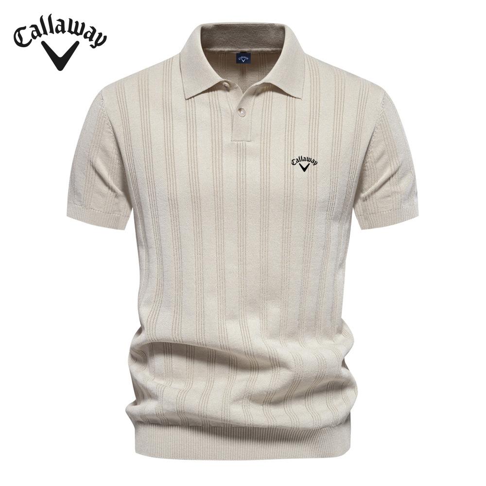 Callaway 2025 Spring/Summer Embroidery New Men's Woolen Polo Sweater Knitted Shirt Short Sleeve Collar Men's T-shirt Top