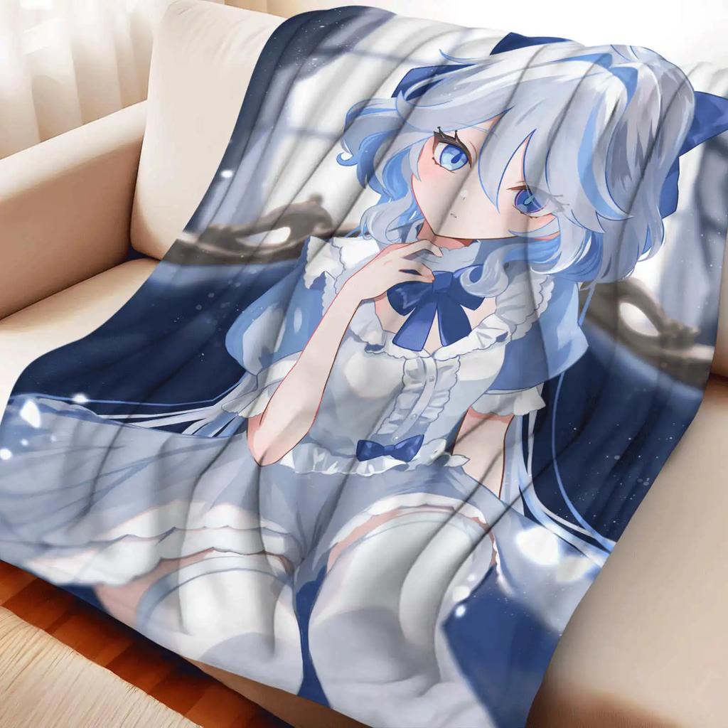 Game Gesnhin Impact Furina Cartoon Flannel Blanket Cover Warmth Soft Anime Blanket Multifunctional Decor Universal Blankets
