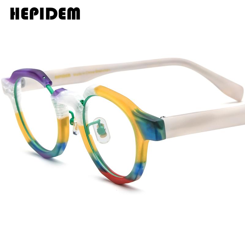 FONEX HEPIDEM Acetate Eyeglasses Frame Men New Round Brand Design Glasses Women Retro Vintage Eyewear Japanese Spectacles 9356