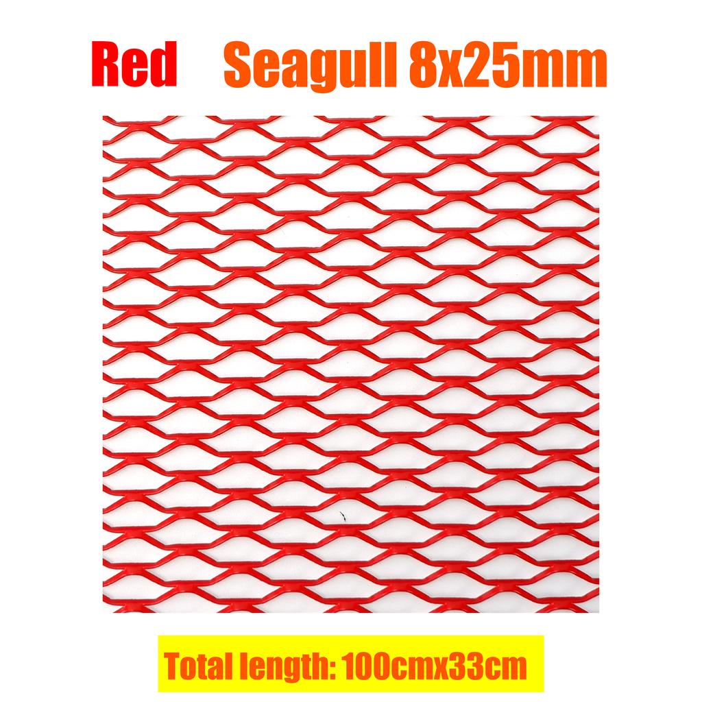 100x33cm Aluminium Rennwagen Stoßfänger Kühlergrill Gitter Maschennetz Lüftung Rot Tuning Universal Schutz Wohnwagen Wohnmobil Haus Garten