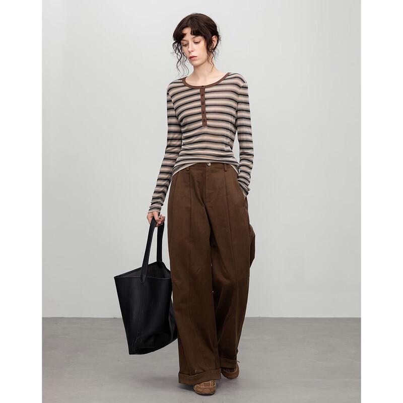 Demana Breathable Lyocell Slim Fit Striped Women s T-shirt XL