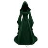 Damen Deluxe Hexenkleid Mittelalter Renaissance Maxi Schleppenkleid Halloween Teufel Heidnische Hexe Hochzeit Cos Kostüm Kapuzengewand Robe