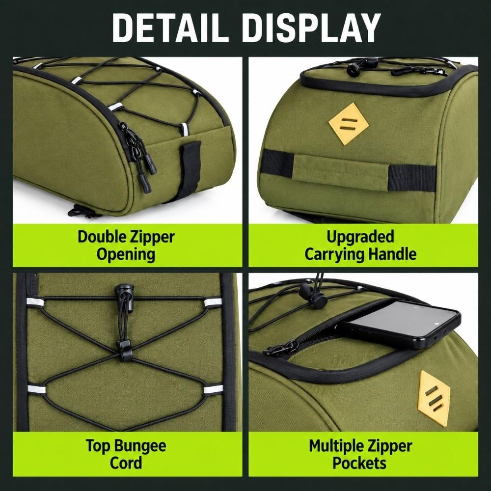 Hook and Loop Bike Trunk Bag Oxford Cloth Bike Rear Seat Bag Bicycle Rear Rack Bag  City Bike Use