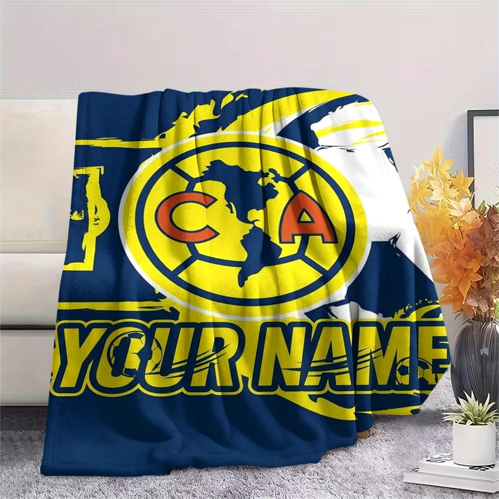 1PC Custom Name Club America Patterned Flannel Blanket Suitable For All Seasons for Home Decor Warmth and Comfort Gifts Holiday Present