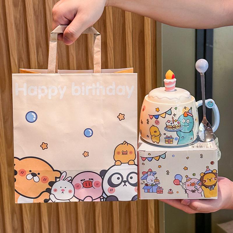 Birthday gift, cute ceramic mug, children's water cup, gift box for girlfriends, practical souvenir