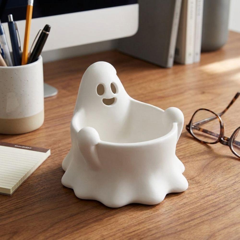 Cute Ghost Candy Bowl Creative Ghost Figurine Treat Holder Jewelry Organizer Party Decoration