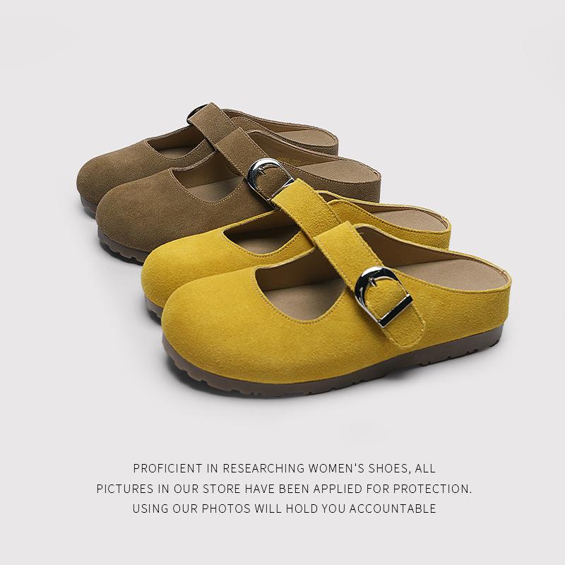 Soft Leather And Soft Sole Are Not Tired, Flat Bottom And Shallow Mouth Single Shoes, New Popular Women'S Models, One-Pedal Mary Jane Shoes.