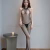 Sexy Open Crotch Transparent Black Fishnet Bodystocking Stockings For Women