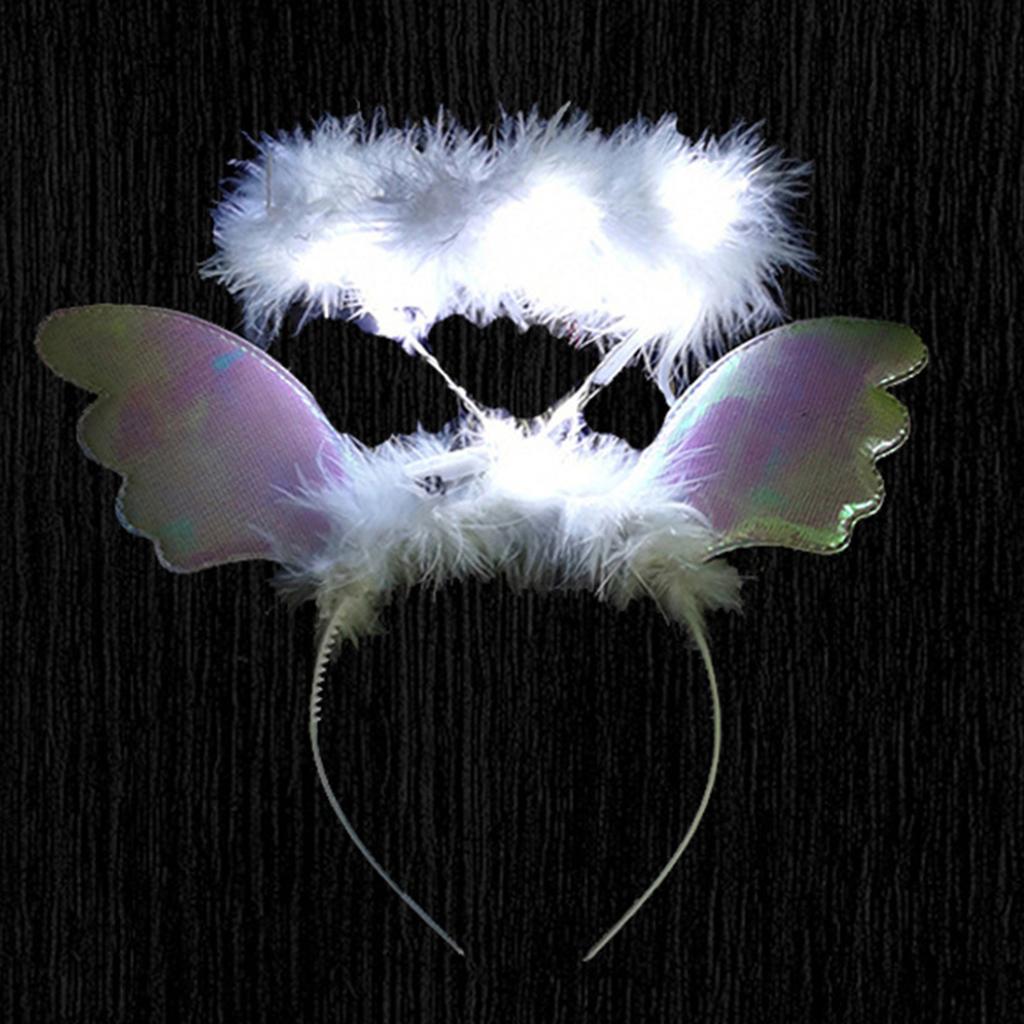 LED Angel Wing Halo Headband Durable Hair Hoop Luminous Headbands for Woman Unisex Carnivals Party Photography Supplies