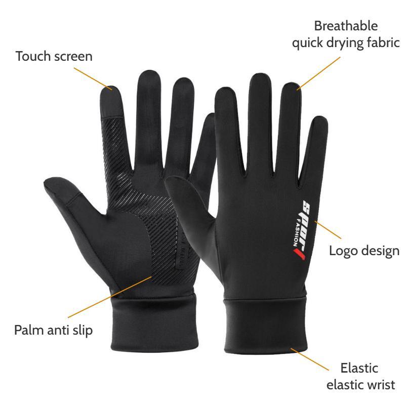 Guanti touch screen Pesca Ciclismo Seta di ghiaccio Asciugatura rapida Elastico traspirante Protezione solare Allenamento Fitness Sport Guida Palestra