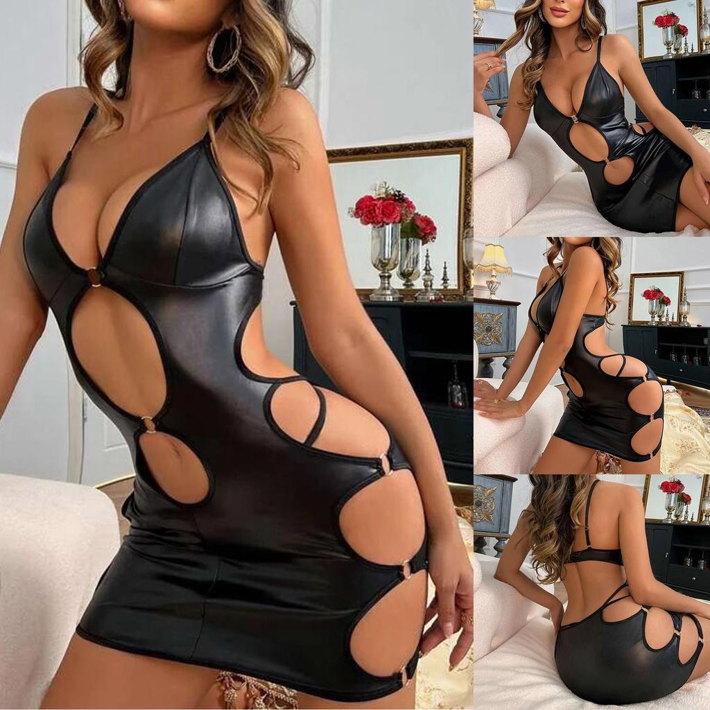 Women's Sleepwear  Spaghetti Strap Dress  Transparent Sexy Nightgowns Lace Slip Pajamas  Sexy Set Lingerie