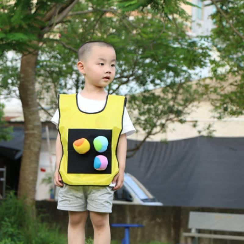 Children's Sticky Ball Vest Interactive Outdoor Toy For Kindergarten Parent-child Activities Orange