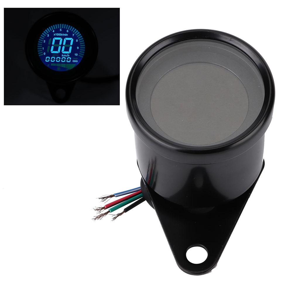 Universal Motorcycle LED Digital Speedometer Tachometer Speed Gauge Oil Level Meter Black