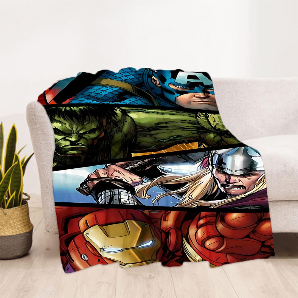 1pc Heroes Marvel All-Season Comfort, Outdoor Flannel Blanket - Soft, Warm & Cozy for Naps, Camping & Travel 075