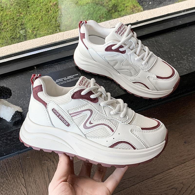 Dad shoes women's 2025 new shoes thick sole heightened lightweight women's sports women's shoes versatile casual shoes show small feet