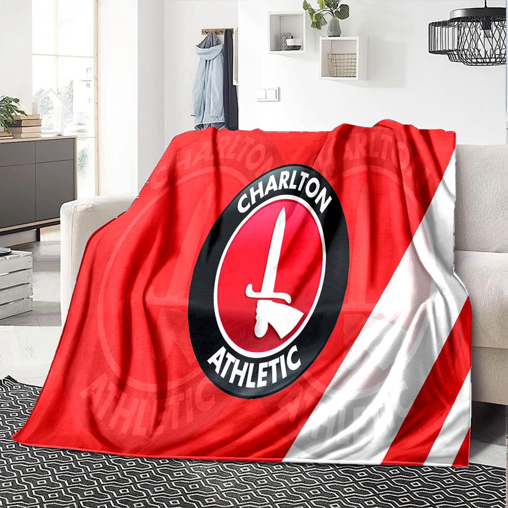 Charlton FC Crest Flannel Blanket, Soft Polyester, Modern Design, All-Season for Camping, Travel, Gifts for holidays or birthdays