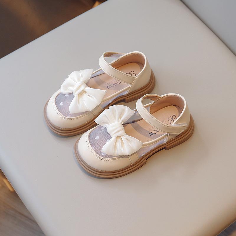 Girls' small leather shoes 2025 spring and autumn new Mary Jane breathable mesh children's princess shoes foreign black performance shoes