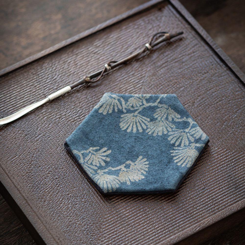 Hexagonal Tea Cup Insulated Mat Tie-Dye Fabric Teacup Holder Classic Table Mat Tea Room