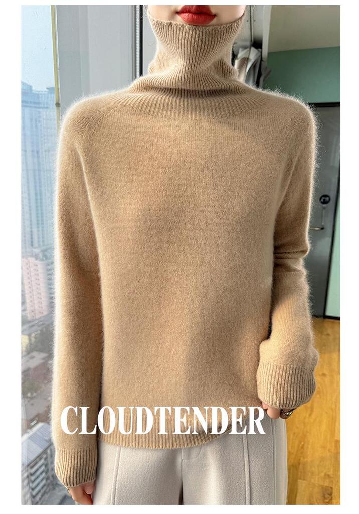 Women's Cashmere High-Neck Sweater, 2025 Style: Thickened Saddle Shoulder, High-End Fashion, Loose Fit
