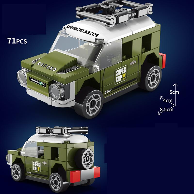 NEU DIY Vier Gitter Rennwagen Rennwagen Rückziehgeschwindigkeit Fahrzeug Bausteine Set Jungen Steine Filmmodell Kinderspielzeug Stadt Ideen