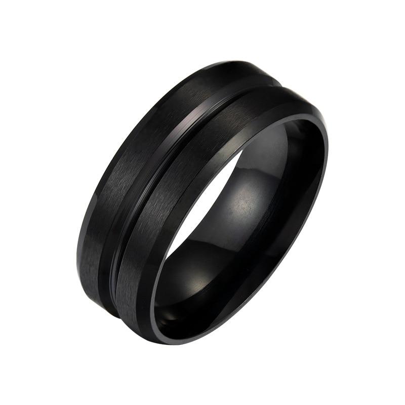 8MM Wide Middle Groove Frosted Men's Titanium Steel Ring Simple Finger Ring Jewelry Gift