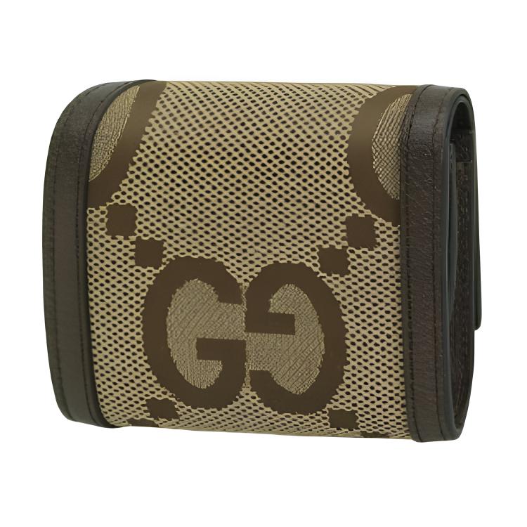 Gucci Jumbo GG Bamboo Design Canvas Wallet Large Women wallet Brown Beige 658635-UKMBT-2572
