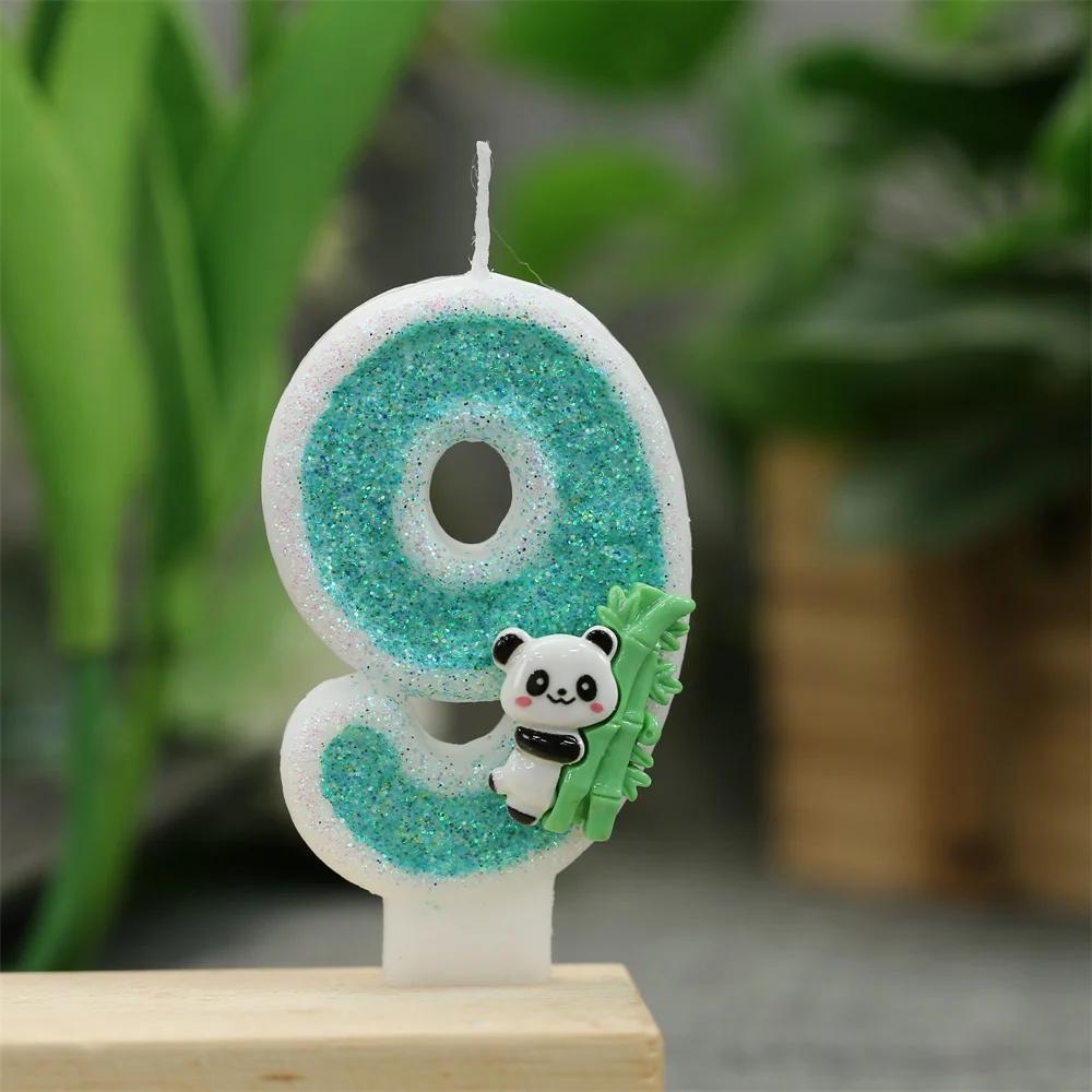 Panda Theme Birthday Candles Children's Birthday Number Candles First Birthday Girl Boy Party Cake Toppers Gift Cake Decoration