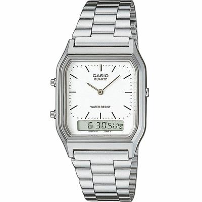 CASIO Unisex-Armbanduhr mit Metallband, silberfarbenes Zifferblatt, silbernes Ziffernblatt, AQ-230A-7D/AQ230A-7D Ana-Digi [Artikel]