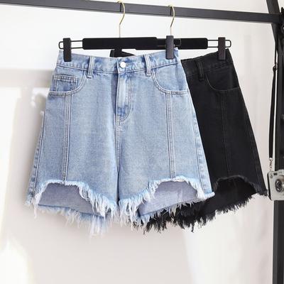 Women Plus Size Jean Shorts Frayed Raw Hemline Ripped Denim Short Jeans High Waist Cute Distressed Denim Shorts