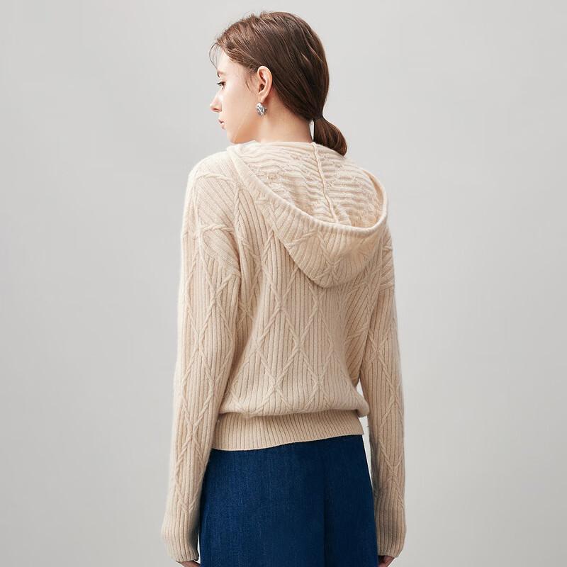 Women's Hooded Cable Knit Cashmere Sweater