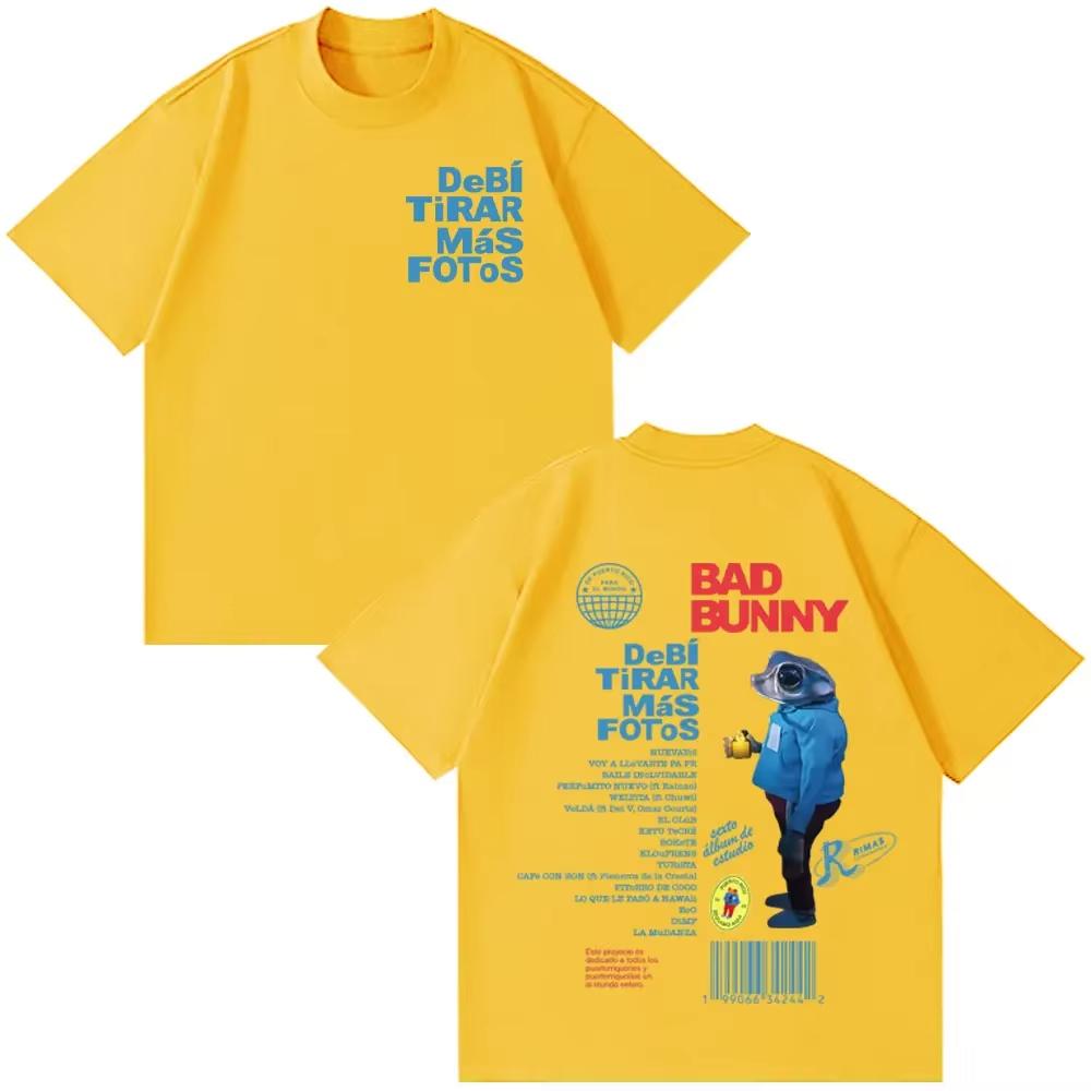 Unisex Hip Hop Loose Cotton Tshirt with Debi Tirar Mas Fotos DTMF Print Rapper Bad Bunny Tour Album Unisex And Unisex Tshirt